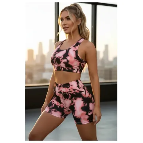 Conjunto deportivo mujer calza, short y top sublimado